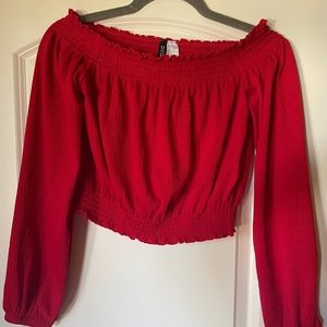 H&M Red long-sleeved blouse-size Small